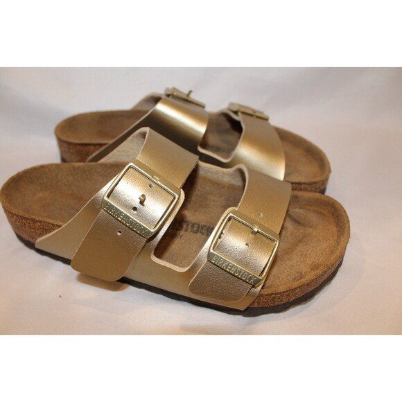 Birkenstock Women's Arizona Narrow Fit Birko Flor GOLD SZ EU 38 US 7 NWOB - Picture 5 of 7